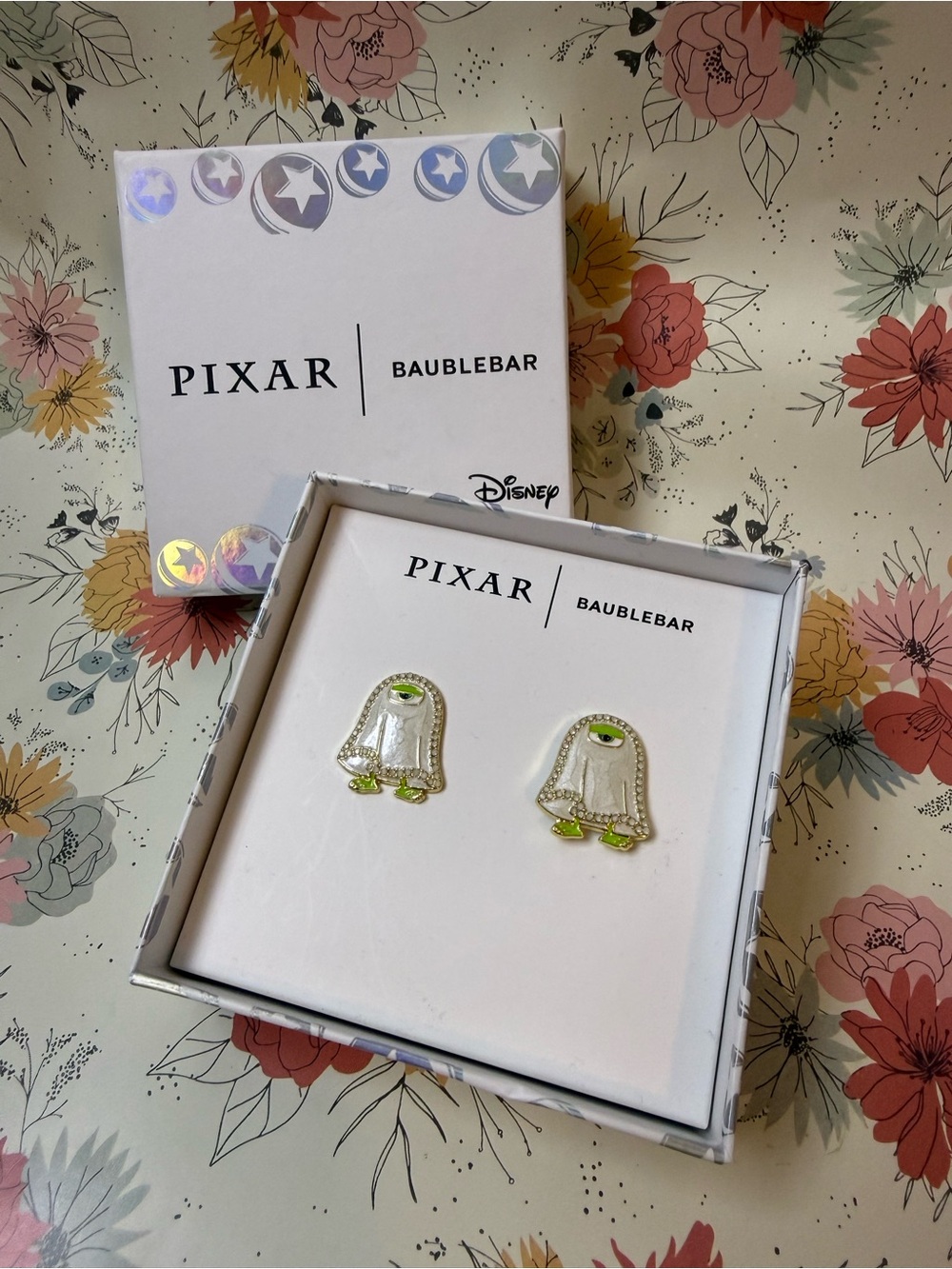 BaubleBar Pixar White and Green Ghost Stud Earrings - Picture 2 of 3